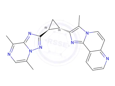 Chemical structure of Imidazo[2,1-f][1,6]naphthyridine, 2-[(1S,2S)-2-(5,8-dimethyl[1,2,4]triazolo[1,5-a]pyrazin-2-yl)cyclopropyl]-3-methyl-