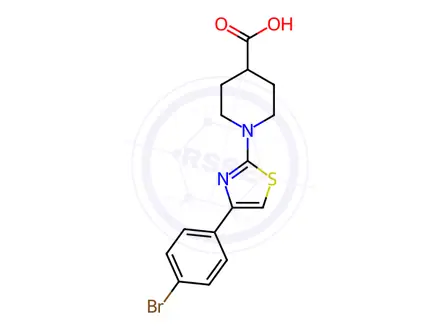Chemical structure of 1-[4-(4-Bromophenyl)-1,3-thiazol-2-yl]-4-piperidinecarboxylic acid