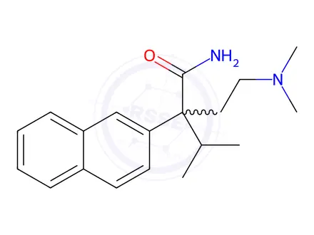 Chemical structure of α-[2-(Dimethylamino)ethyl]-α-isopropyl-2-naphthaleneacetamide