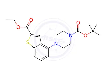 Chemical structure of tert-Butyl 4-(2-(ethoxycarbonyl)benzo[b]thiophen-4-yl)piperazine-1-carboxylate