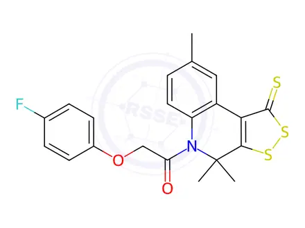 Chemical structure of 2-(4-fluorophenoxy)-1-(4,4,8-trimethyl-1-thioxo-1,4-dihydro-5H-[1,2]dithiolo[3,4-c]quinolin-5-yl)ethanone