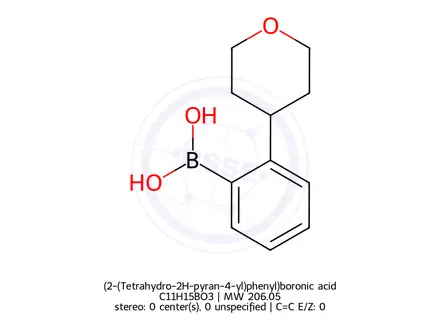Chemical structure of (2-(Tetrahydro-2H-pyran-4-yl)phenyl)boronic acid