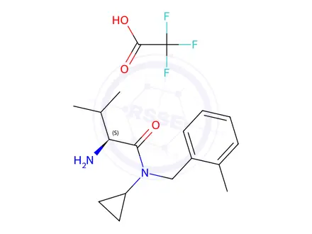 Chemical structure of (S)-2-Amino-N-cyclopropyl-3-methyl-N-(2-methylbenzyl)butanamide 2,2,2-trifluoroacetate