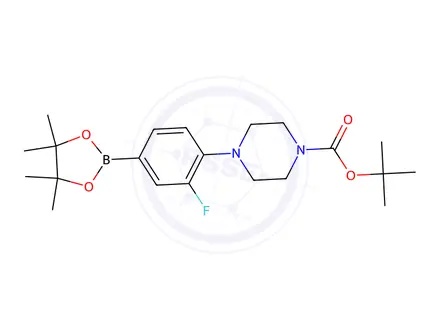Chemical structure of tert-butyl 4-(2-fluoro-4-(4,4,5,5-tetramethyl-1,3,2-dioxaborolan-2-yl)phenyl)piperazine-1-carboxylate