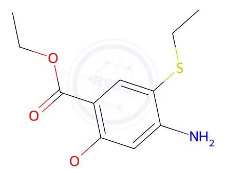 Chemical structure of ethyl 4-amino-5-(ethylthio)-2-methoxybenzoate