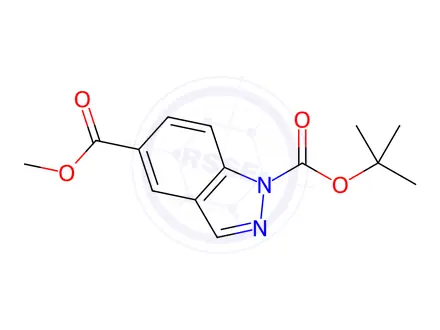 Chemical structure of Indazole-1,5-dicarboxylic acid 1-tert-butyl ester 5-methyl ester