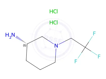 Chemical structure of (3S)-1-(2,2,2-trifluoroethyl)piperidin-3-amine dihydrochloride
