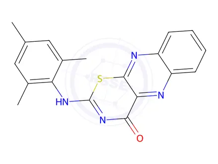 Chemical structure of 2-(Mesitylamino)-4H-[1,3]thiazino[5,6-b]quinoxalin-4-one