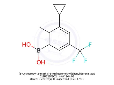 Chemical structure of (3-Cyclopropyl-2-methyl-5-(trifluoromethyl)phenyl)boronic acid