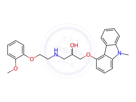 Chemical structure of 2-Propanol, 1-[[2-(2-methoxyphenoxy)ethyl]amino]-3-[(9-methyl-9H-carbazol-4-yl)oxy]-