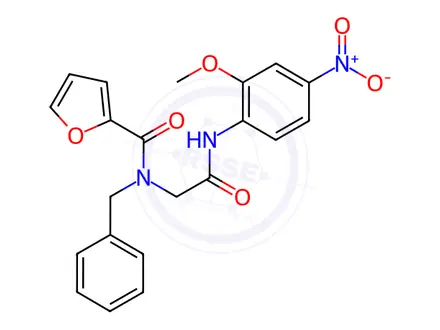 Chemical structure of N-benzyl-N-(2-((2-methoxy-4-nitrophenyl)amino)-2-oxoethyl)furan-2-carboxamide