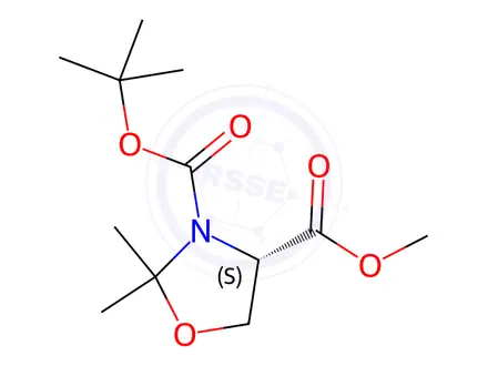 Chemical structure of (S)-(-)-3-BOC-4-methoxycarbonyl-2,2-dimethyl-1,3-oxazolidine