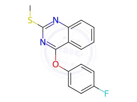Chemical structure of 4-(4-Fluorophenoxy)-2-(methylsulfanyl)quinazoline