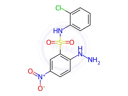 Chemical structure of N-(2-Chlorophenyl)-2-hydrazinyl-5-nitrobenzene-1-sulfonamide