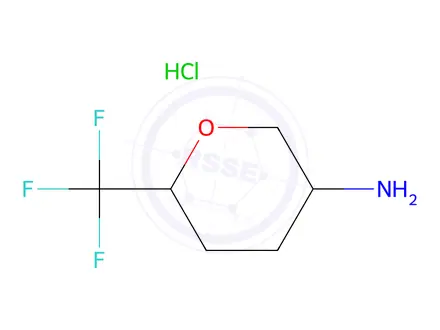 Chemical structure of 6-(Trifluoromethyl)tetrahydro-2H-pyran-3-amine hydrochloride