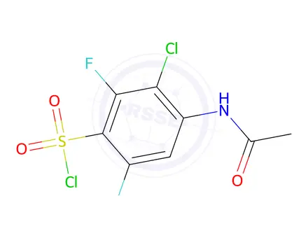 Chemical structure of 4-Acetamido-3-chloro-2,6-difluorobenzenesulfonyl chloride