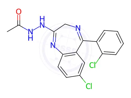 Chemical structure of Triazolam Chloro Acetylhydrazino Impurity