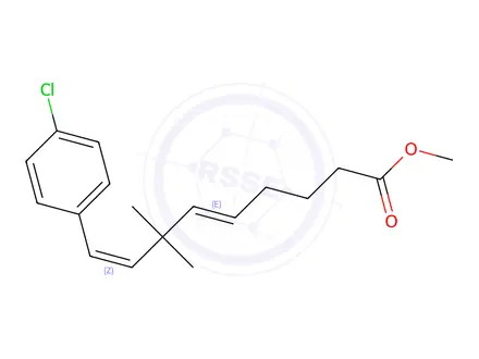 Chemical structure of 9-(4-chlorophenyl) 7,7-dimethyl-5,8-nonadienoic acid methyl ester