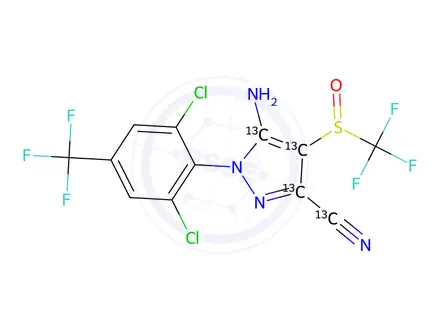Chemical structure of Fipronil 13C4 (cyanopyrazole 13C4)