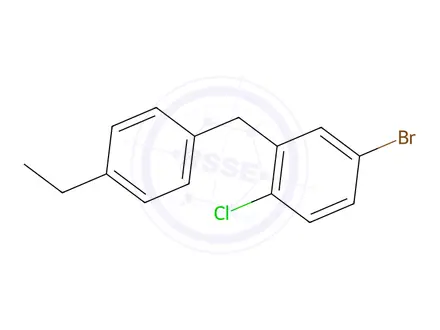Chemical structure of 4-bromo-1-chloro-2-[(4-ethylphenyl)methyl]benzene