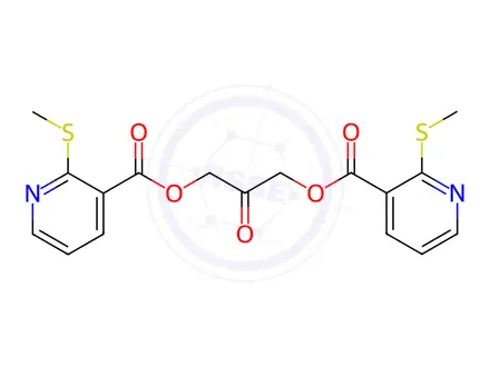 Chemical structure of 2-Oxopropane-1,3-diyl bis(2-(methylthio)nicotinate)