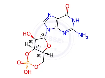 Chemical structure of Guanosine 3', 5'-cyclic-monophosphate