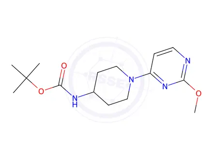 Chemical structure of tert-Butyl (1-(2-methoxypyrimidin-4-yl)piperidin-4-yl)carbamate