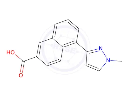 Chemical structure of 5-(1-Methyl-1H-pyrazol-3-yl)naphthalene-2-carboxylic acid