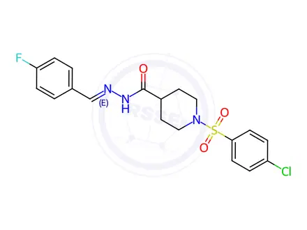 Chemical structure of 1-[(4-chlorophenyl)sulfonyl]-N'-[(E)-(4-fluorophenyl)methylidene]-4-piperidinecarbohydrazide