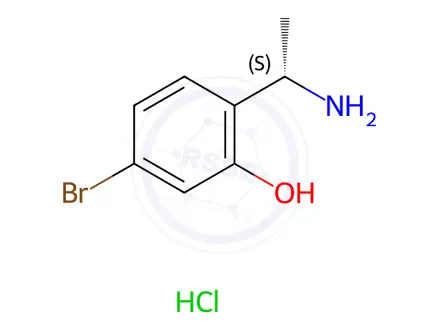 Chemical structure of (S)-2-(1-Aminoethyl)-5-bromophenol hydrochloride