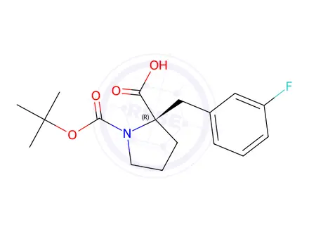 Chemical structure of (R)-1-(tert-Butoxycarbonyl)-2-(3-fluorobenzyl)-pyrrolidine-2-carboxylic acid
