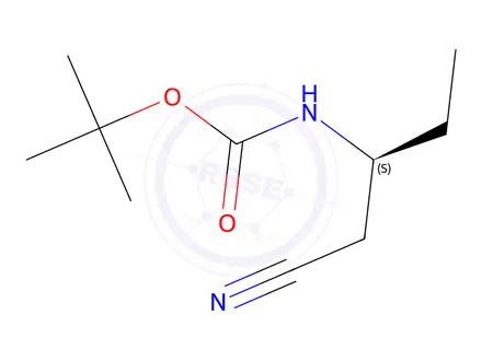 Chemical structure of Carbamic acid, [1-(cyanomethyl)propyl]-, 1,1-dimethylethyl ester, (S)-(9CI)