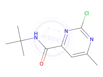 Chemical structure of N-(tert-butyl)-2-chloro-6-methylpyrimidine-4-carboxamide