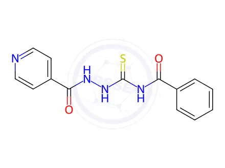 Chemical structure of N-{[(phenylformamido)methanethioyl]amino}pyridine-4-carboxamide