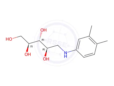 Chemical structure of 5-deoxy-5-[(3,4-dimethylphenyl)amino]-D-ribitol