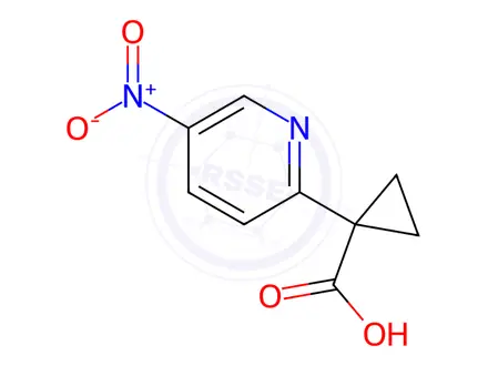 Chemical structure of 1-(5-nitropyridin-2-yl)cyclopropane-1-carboxylic acid