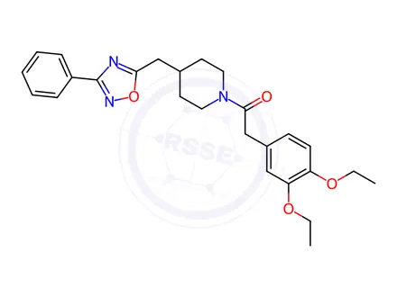 Chemical structure of 1-[(3,4-diethoxyphenyl)acetyl]-4-[(3-phenyl-1,2,4-oxadiazol-5-yl)methyl]piperidine