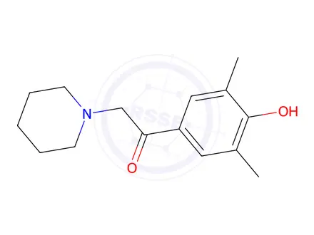Chemical structure of 1-(4-Hydroxy-3,5-dimethylphenyl)-2-(piperidin-1-yl)ethan-1-one