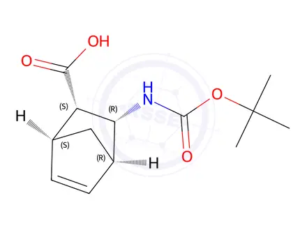 Chemical structure of (1S,​2S,​3R,​4R)​-​3-​(tert-​Butoxycarbonylamino)​bicyclo[2.2.1]​hept-​5-​ene-​2-​carboxylic acid