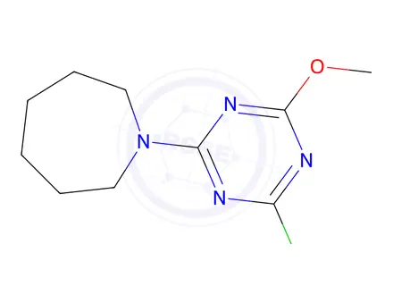 Chemical structure of 1-(4-chloro-6-methoxy-1,3,5-triazin-2-yl)azepane