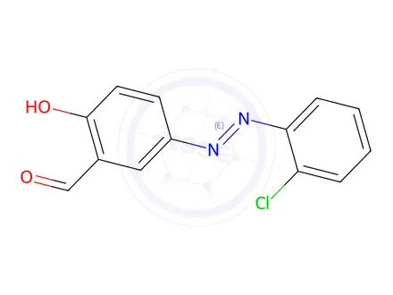 Chemical structure of (E)-5-((2-chlorophenyl)diazenyl)-2-hydroxybenzaldehyde
