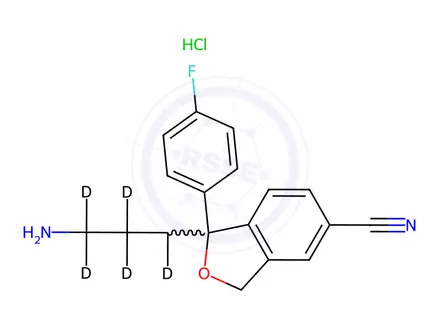 Chemical structure of rac Didemethyl Citalopram-d6 Hydrochloride