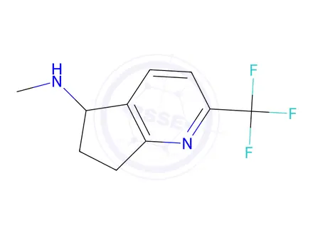 Chemical structure of N-methyl-2-(trifluoromethyl)-6,7-dihydro-5H-cyclopenta[b]pyridin-5-amine