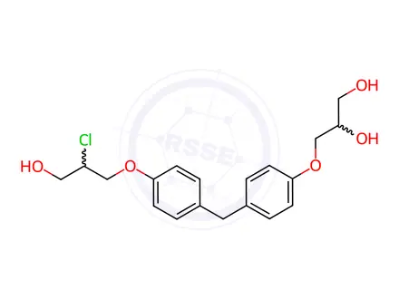 Chemical structure of Bisphenol F 2,3-Dihydroxypropyl (2-Chloro-1-propanol) Ether
