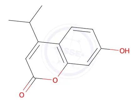 Chemical structure of 7-Hydroxy-4-(1-methylethyl)-2H-1-benzopyran-2-one
