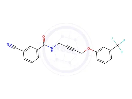 Chemical structure of 3-Cyano-N-(4-(3-(trifluoromethyl)phenoxy)but-2-yn-1-yl)benzamide