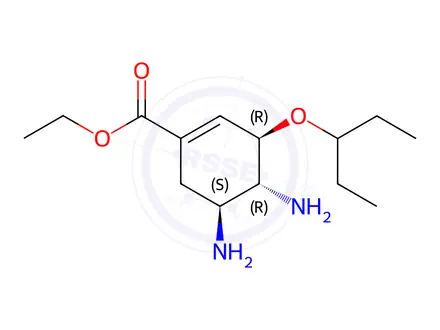 Chemical structure of Ethyl (3R,4R,5S)-4,5-diamino-3-(pentan-3-yloxy)cyclohex-1-ene-1-carboxylate