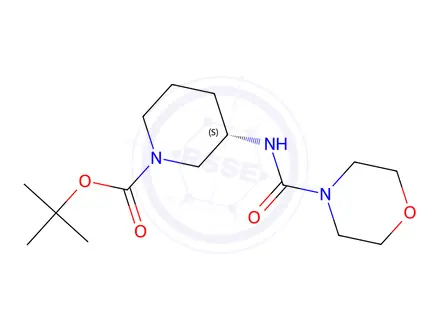 Chemical structure of (S)-tert-Butyl 3-?[(morpholin-4-yl)carbonyl]amino?piperidine-1-carboxylate