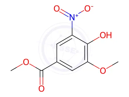 Chemical structure of methyl 4-hydroxy-3-methoxy-5-nitrobenzenecarboxylate
