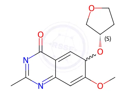 Chemical structure of (S)-7-methoxy-2-methyl-6-((tetrahydrofuran-3-yl)oxy)quinazolin-4(3H)-one